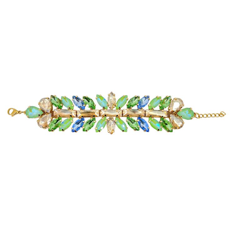 Bracciale Con Pietre Verdi Celesti Oro E Verde Acqua - Brc306