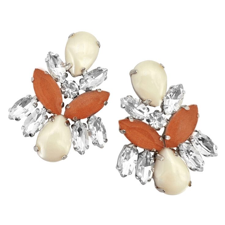 Orecchini Con Pietre Arancioni Crystal E Beige - Cl1221