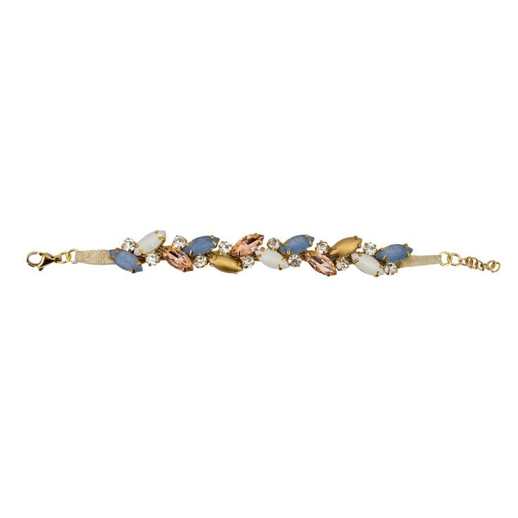 Bracciale Con Pietre Celesti Cipria E Oro - Brc307
