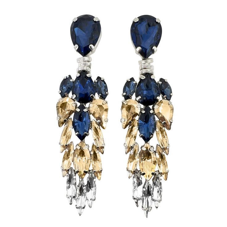 Orecchini Con Pietre Blu Oro E Crystal - Praga6