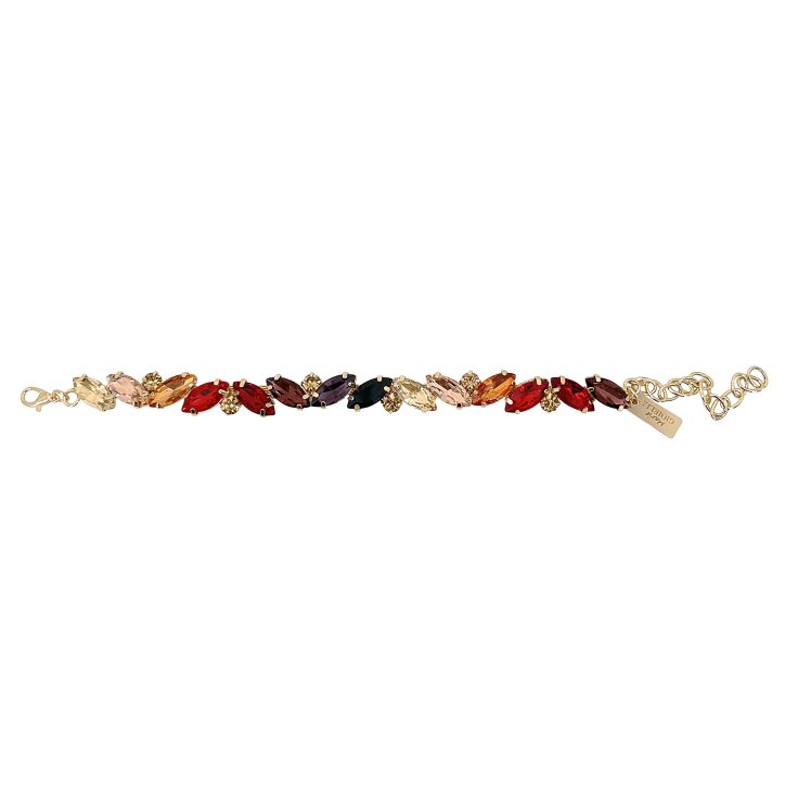 Bracciale Con Pietre Nere Viola Marsala Bordeaux Rosse Arancioni Cipria E Oro - Innovazione14