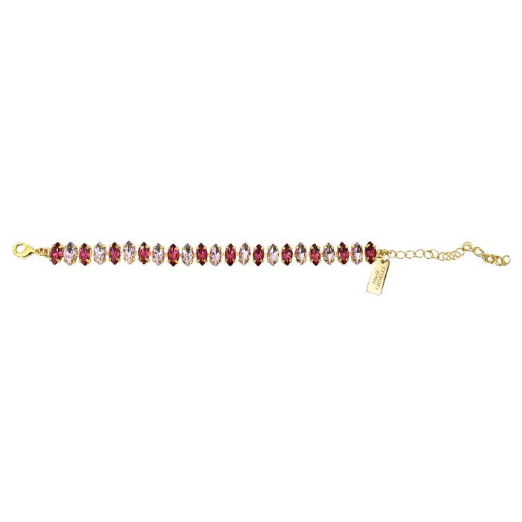 Bracciale Placcato Oro 24K Con Pietre Rosa E Fragola - B9Themis