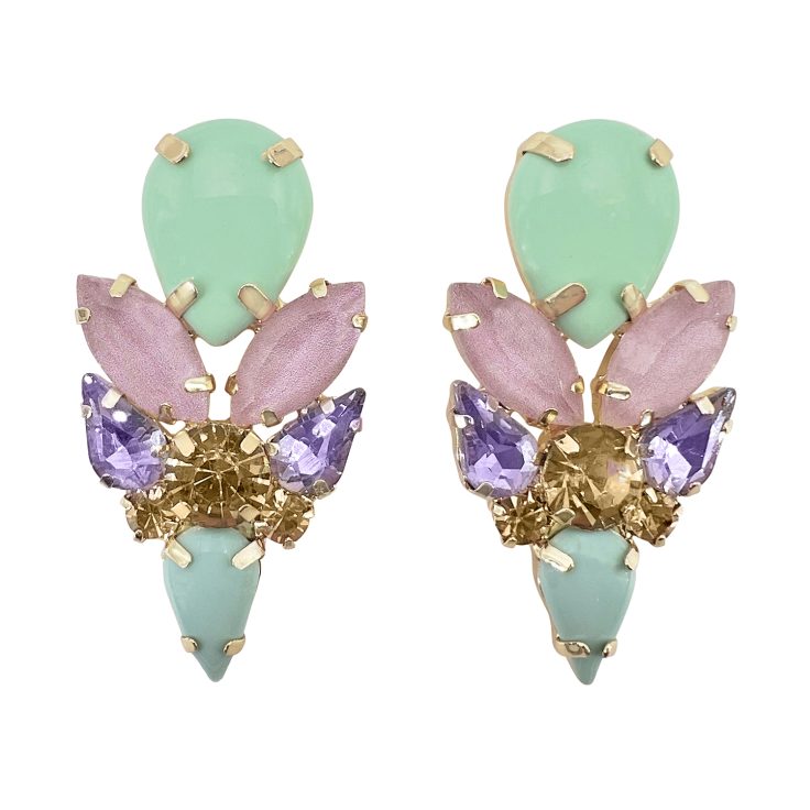 Orecchini Con Pietre Verde Acqua Rosa E Ametista - Terra31