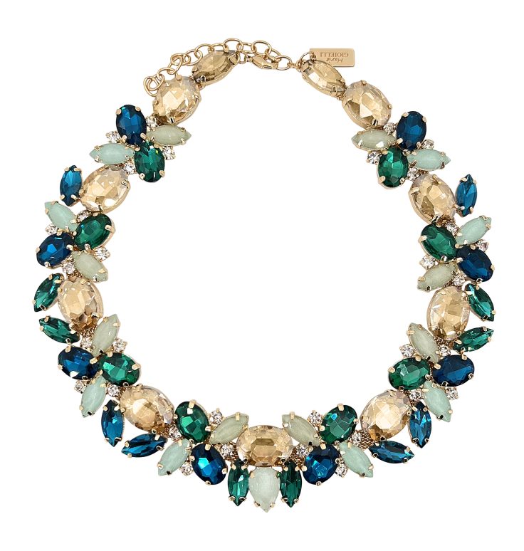 Collana Con Pietre Verde Acqua Ottanio Verdi E Oro - Silvia9