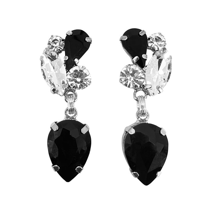 Orecchini Con Pietre Nere E Crystal - Universo3