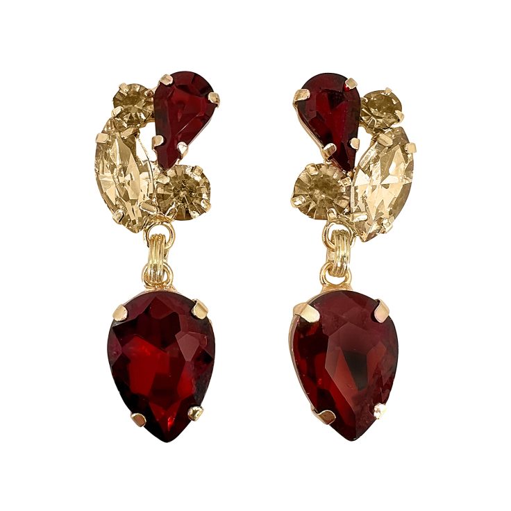 Orecchini Con Pietre Bordeaux E Oro - Universo8