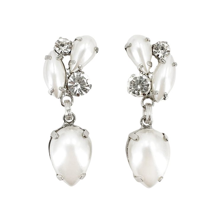 Orecchini Con Pietre Bianche Perlate E Crystal - Universo9