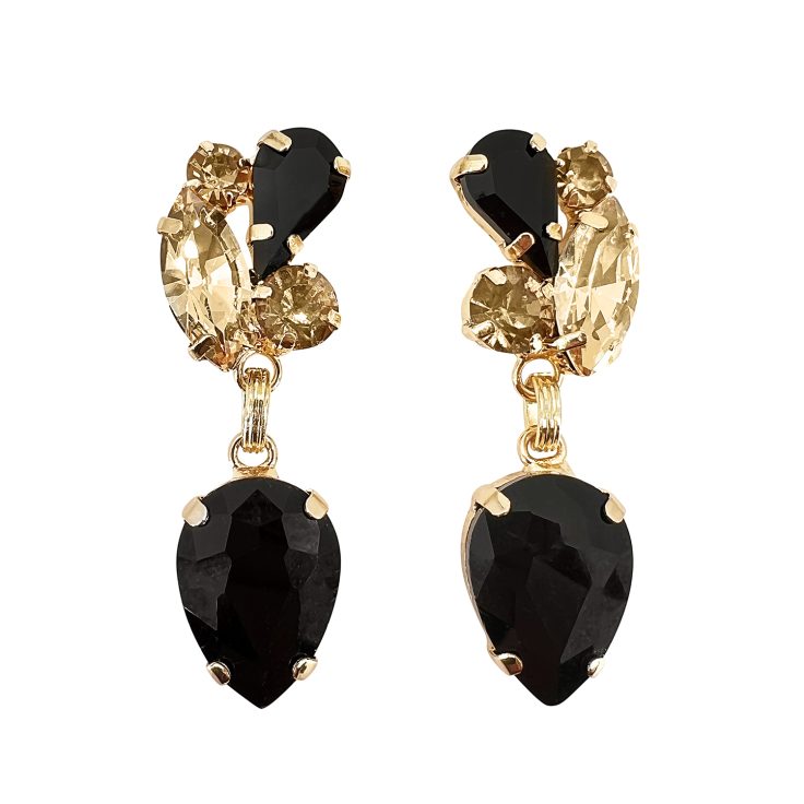 Orecchini Con Pietre Nero E Oro - Universo11