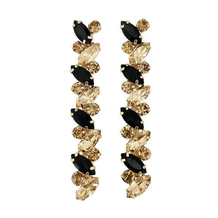 Orecchini Con Pietre Nere E Oro - Hollywood16