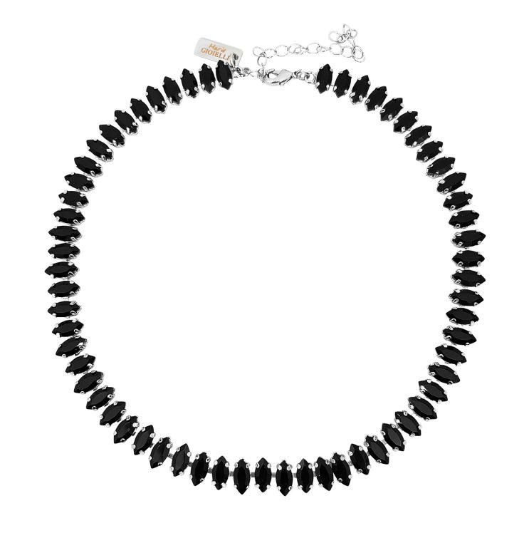Collana Placcata Oro 24K Con Pietre Nere - C8Themis