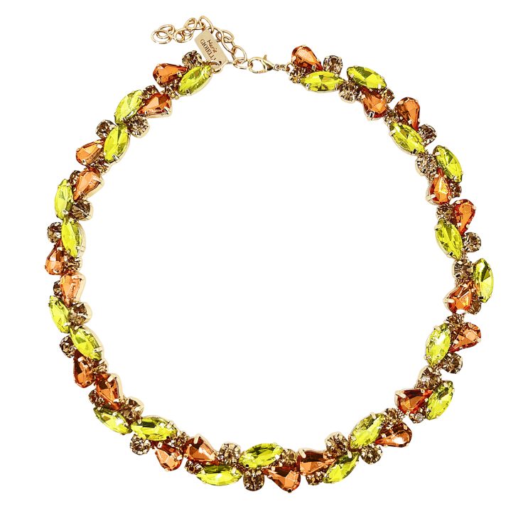 Collana Con Pietre Arancioni E Giallo Lime - Amelia06