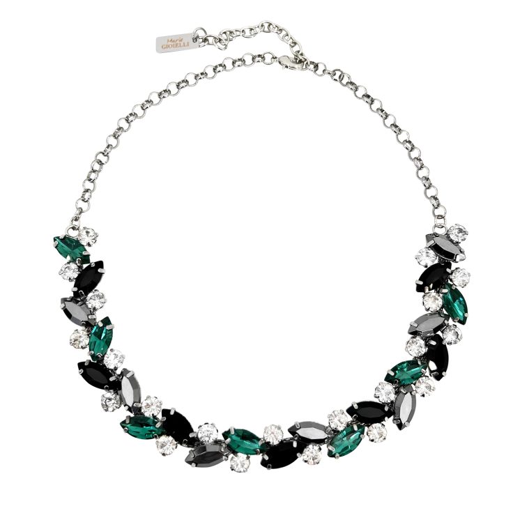 Collana Con Pietre Nere Verdi Antracite E Crystal - Camilla8