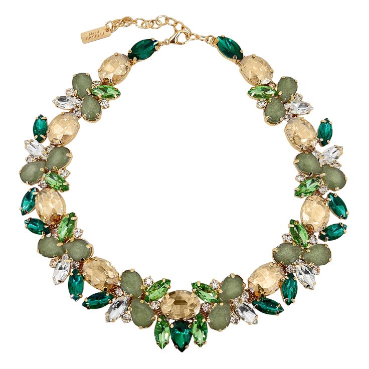 Collana Con Pietre Verdi Crystal E Oro - Silvia12