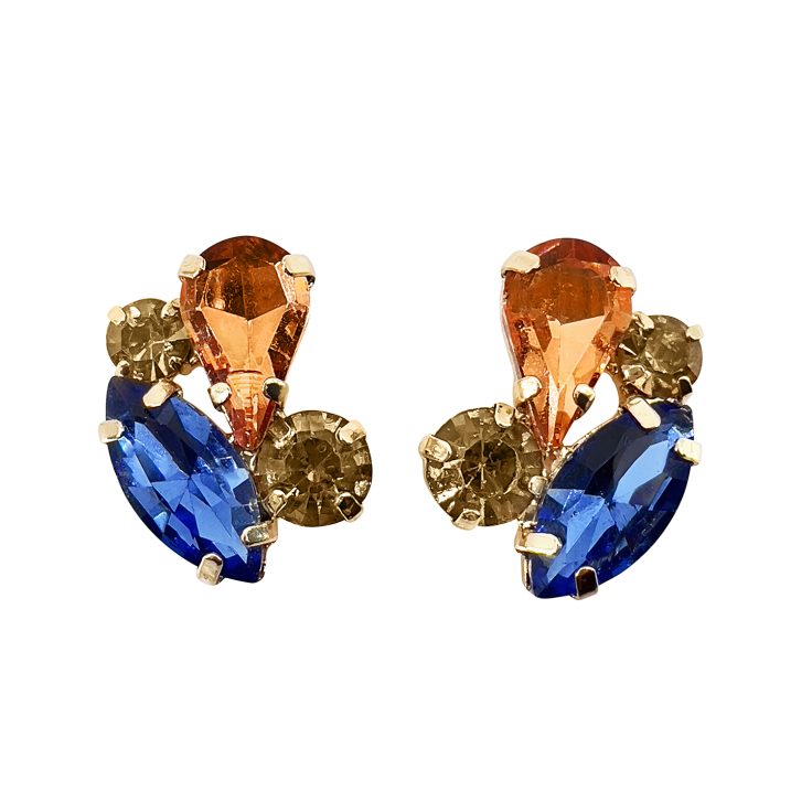 Orecchini Con Pietre Arancioni E Blu Elettrico - Diana42