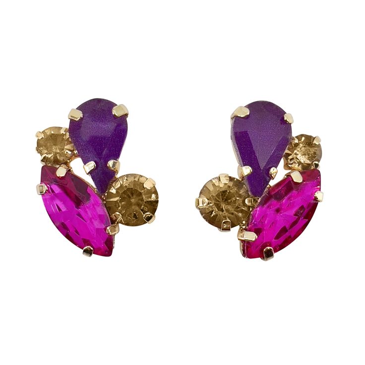 Orecchini Con Pietre Viola E Fucsia - Diana43