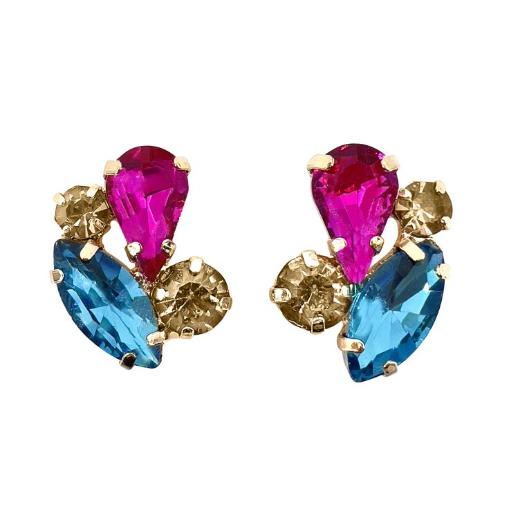 Orecchini Con Pietre Fucsia E Turchesi - Diana47