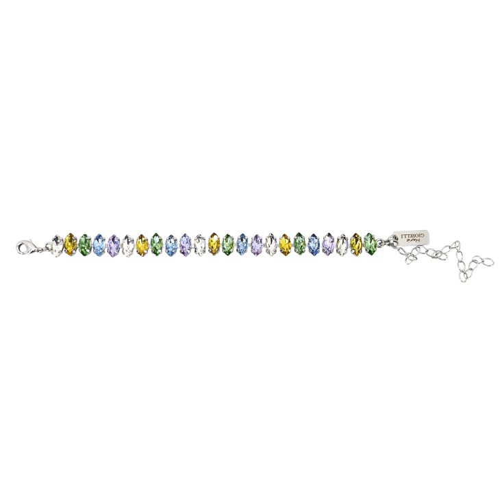 Bracciale Placcato Oro 24K Con Pietre Crystal Gialle Verdi Celesti E Ametista - B11Themis