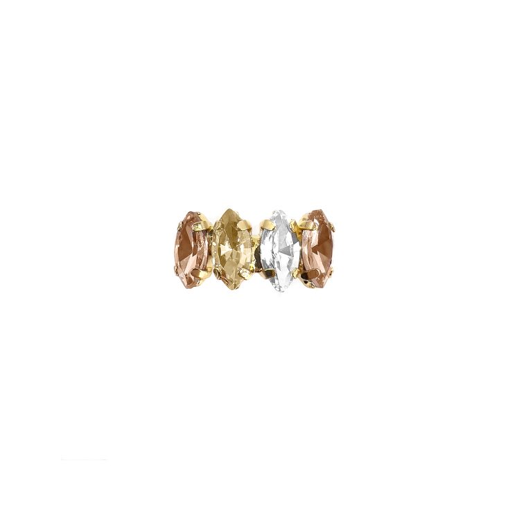 Anello Placcato Oro 24K Con Pietre Cipria Oro E Crystal - A19Themis