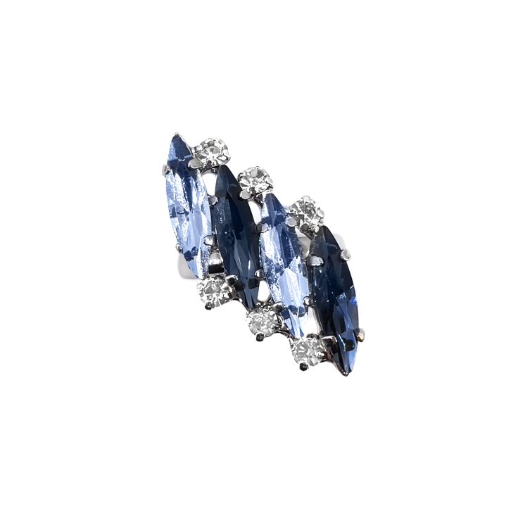 Anello Placcato Oro 24K Con Pietre Celesti E Blu - A14Vienna