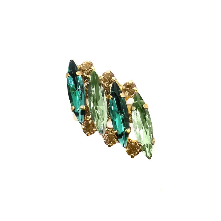 Anello Placcato Oro 24K Con Pietre Nere E Oro - A19Vienna