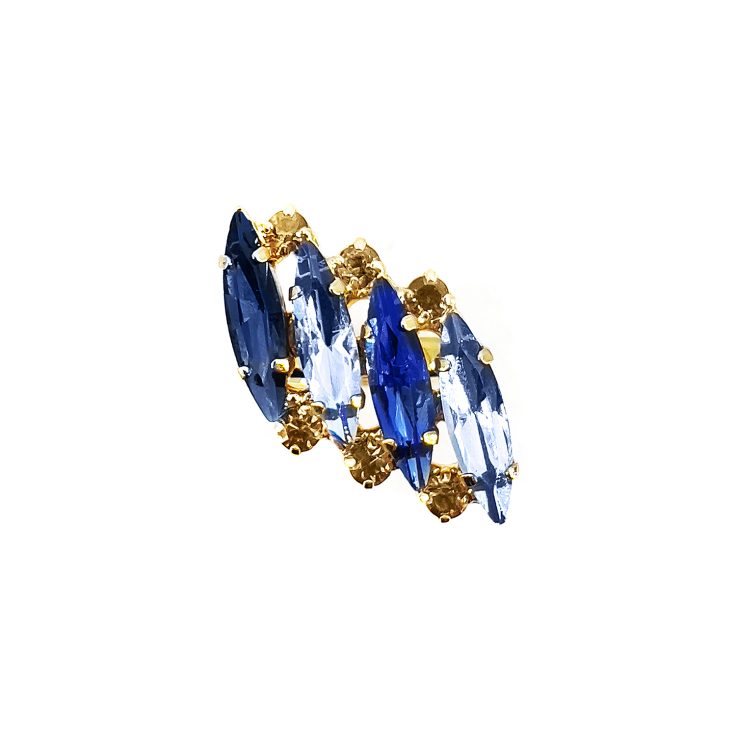 Anello Placcato Oro 24K Con Pietre Blu E Celesti - A21Vienna
